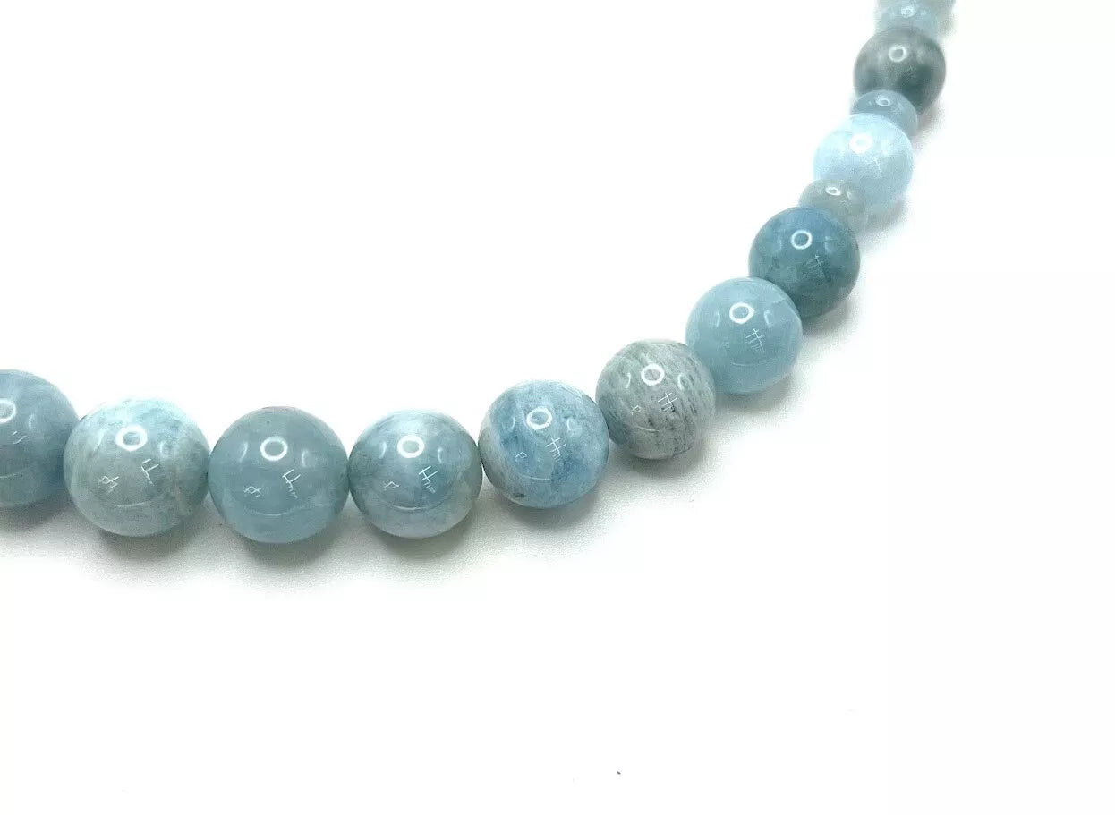 Jay King Sterling Silver Blue Aquamarine Beaded Graduated Gemstone Necklace 20"