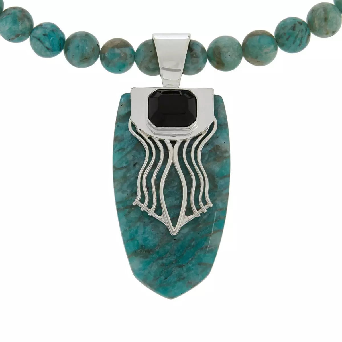 Jay King Sterling Silver Amazonite & Smoky Quartz Pendant and Necklace, 18"