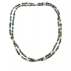 Jay King Sterling Silver Black Tourmalinated Quartz & Turquoise Necklace. 60"