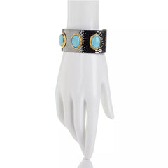 Jewels Of Istanbul Kingman Turquoise Gold-Plated Sterling Silver Cuff Bracelet, 7-1/4"