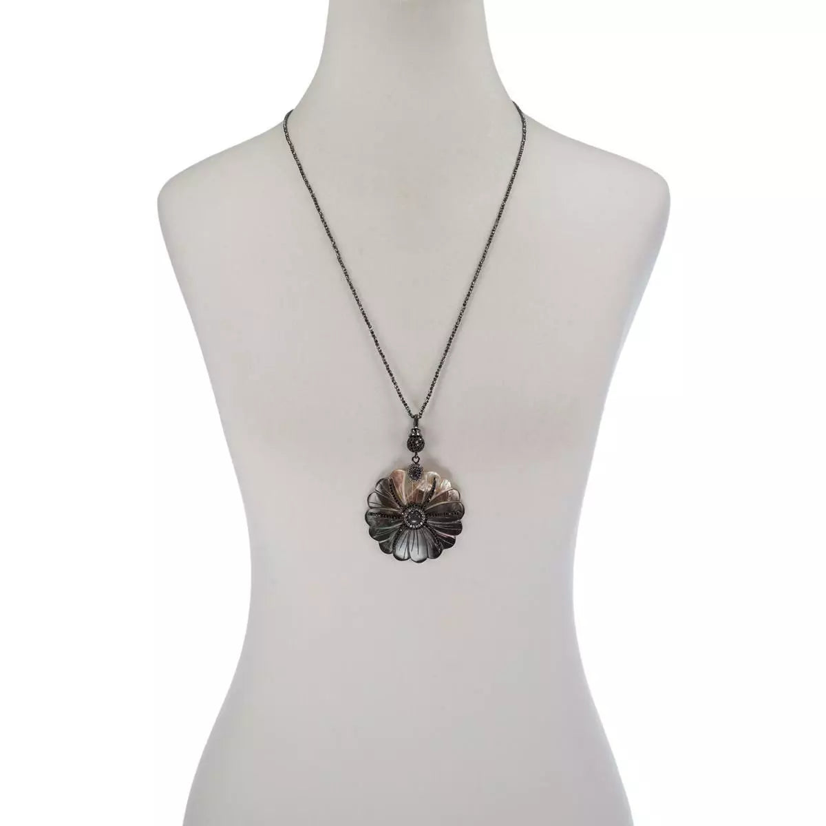 Colleen Lopez Sterling Silver Mother-of-pearl and Gemstone Flower Necklace. 32"