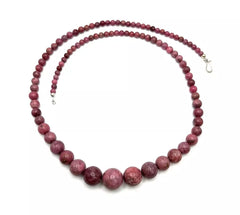 Jay King Sterling Silver Graduated Pink Rhodonite Beaded Necklace 32"