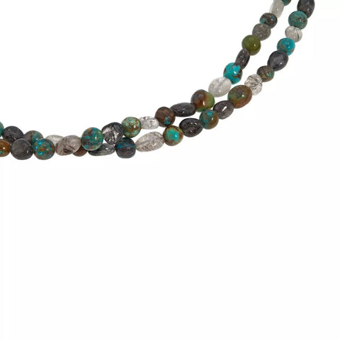 Jay King Sterling Silver Black Tourmalinated Quartz & Turquoise Necklace. 60"