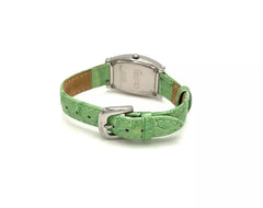 Tiamo Stainless Steel Diamond & Alexandrite Green Leather Band Watch. 5"- 6-3/4"