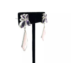 HSN Kanuiriya Sterling Silver Amethyst & Rose Quartz Drop Earrings