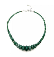 Jay King Sterling Silver Green Agate Graduated Faceted Bead Necklace. 18"