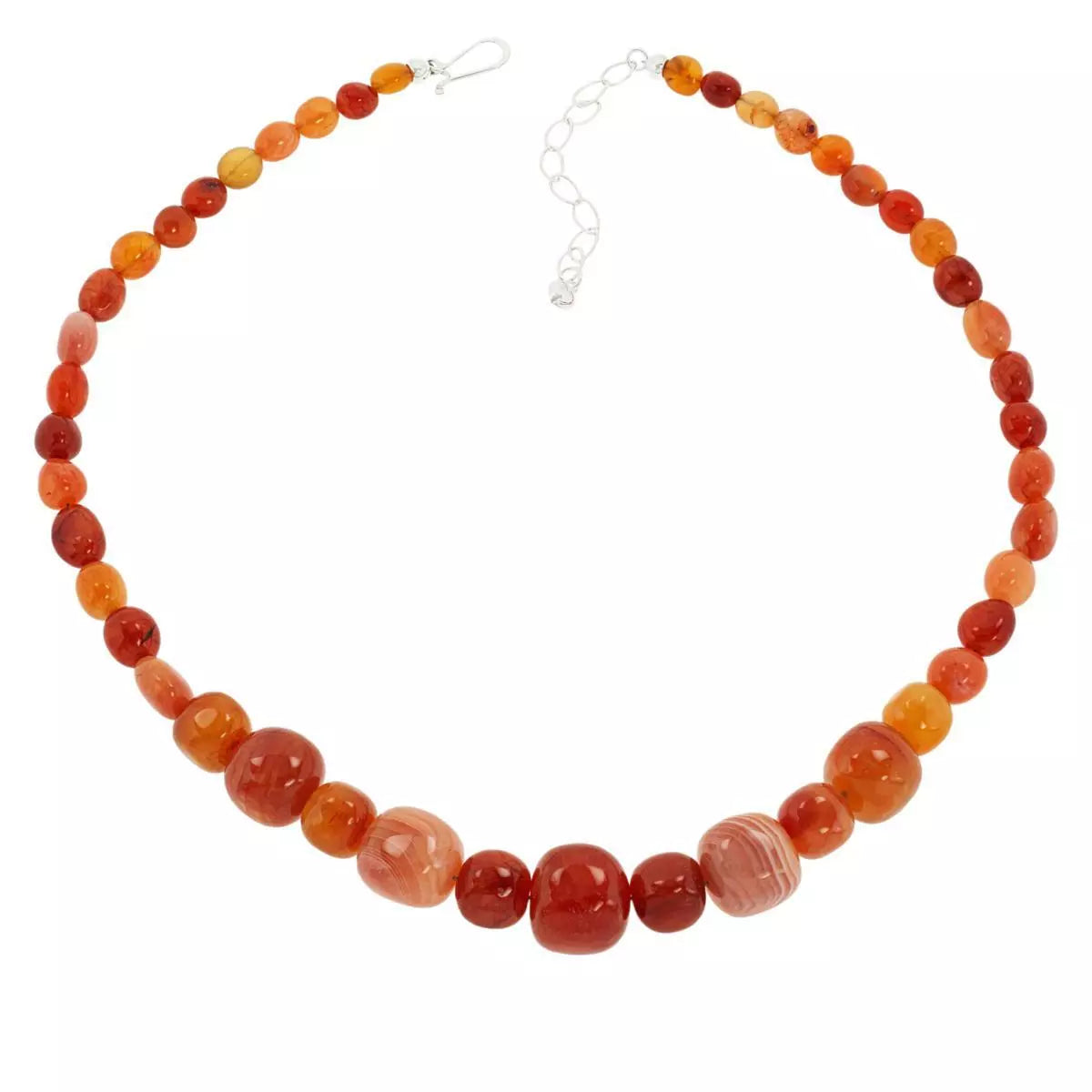 Jay King Sterling Silver Orange and Red Chalcedony Bead 18" Necklace