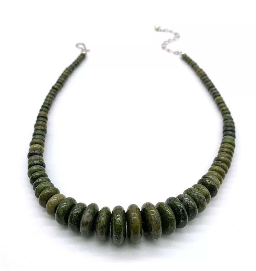 Jay King Sterling Silver Forest Night Green Epidote Bead Necklace, 18"