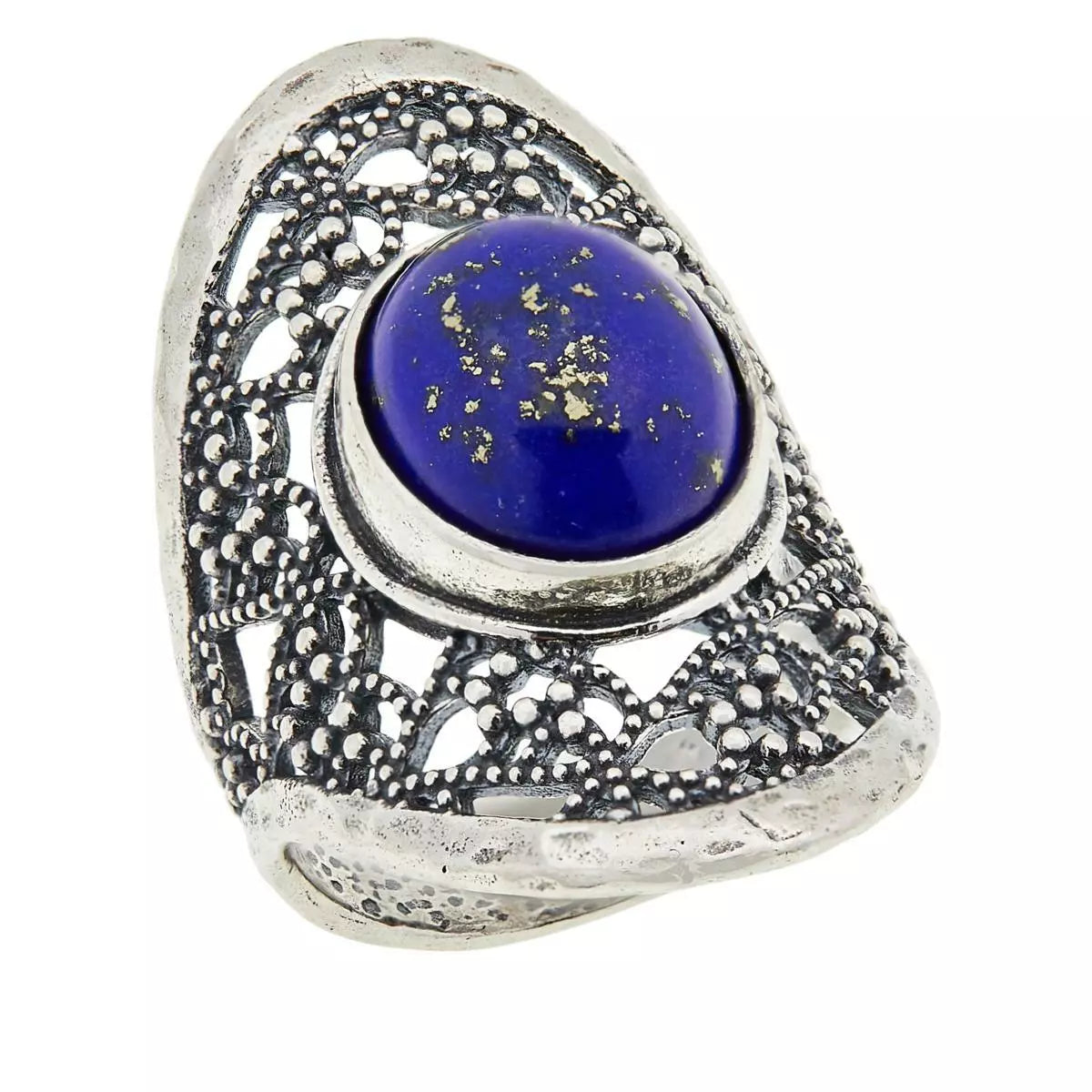 LiPaz Sterling Silver Filigree Frame Blue Lapis Ring, Size 6