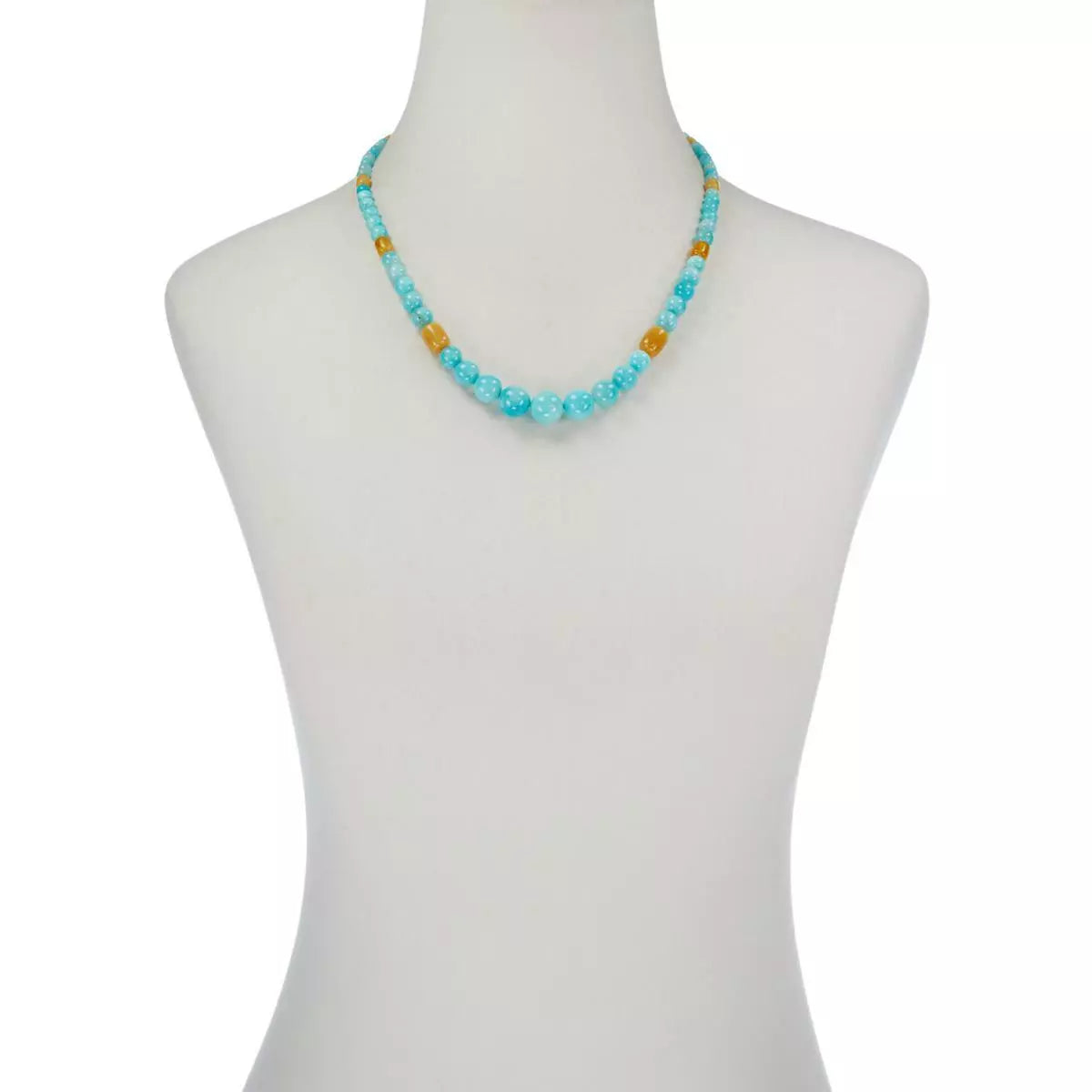 Jay King Sterling Silver Amazonite and Butterscotch Bead Necklace,  18"