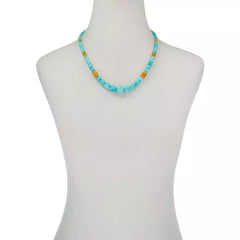 Jay King Sterling Silver Amazonite and Butterscotch Bead Necklace,  18"