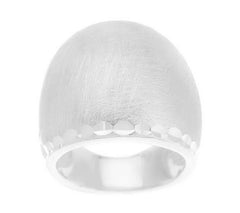 Vicenza Silver Sterling Silver Satin & Diamond Cut Domed Ring, Size 5