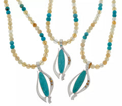 Jay King Campo Frio Turquoise and Citrine Necklace with Pendant. 18"