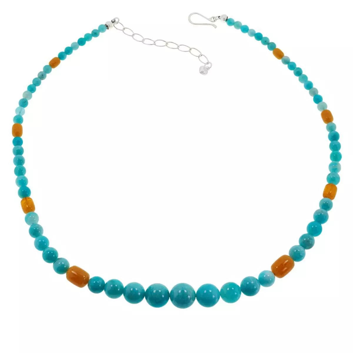 Jay King Sterling Silver Amazonite and Butterscotch Bead Necklace,  18"