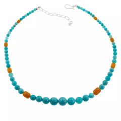 Jay King Sterling Silver Amazonite and Butterscotch Bead Necklace,  18"