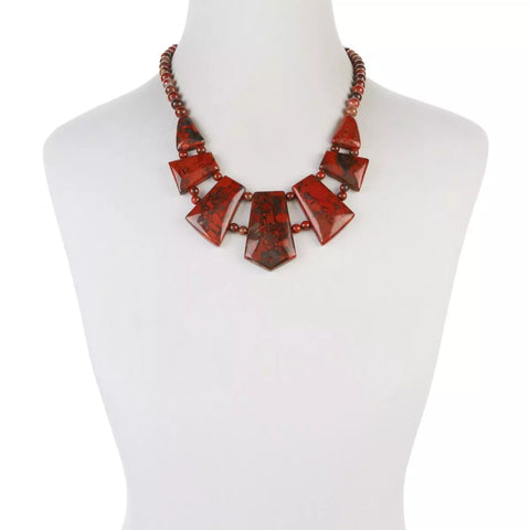 Jay King Sterling Silver Red Jasper Statement Necklace. 18"