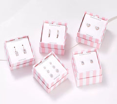 Diamonique Sterling Silver Roseclad CZ Set of 5 Variety of Cuts Stud Earrings