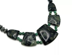 Jay King Sterling Silver Green Kabamba Jasper Bib Necklace, 18"