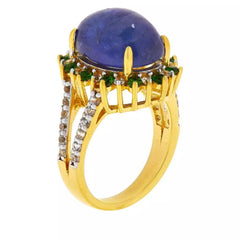 Colleen Lopez Gold-Plated Tanzanite, Chrome Diopside & Zircon Ring, Size 9