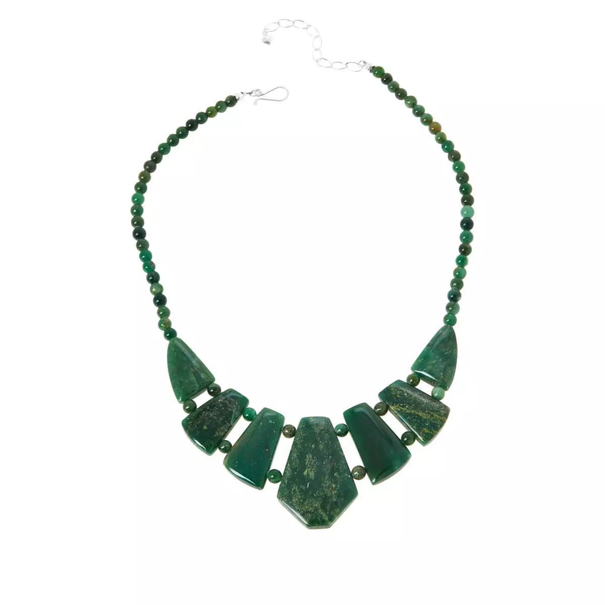 Jay King Sterling Silver  Green Mica Statement Necklace, 18"