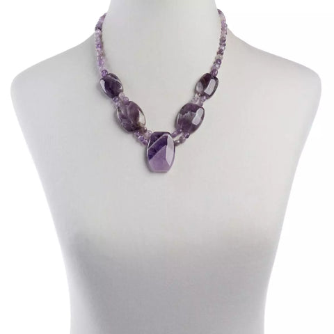 Jay King Sterling Silver Cape Amethyst Statement Necklace. 18"