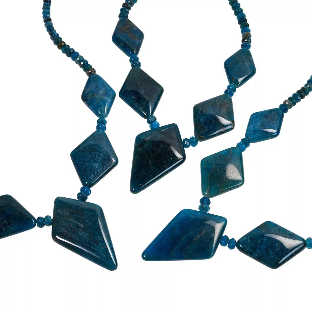 Jay King Sterling Silver Diamond-Shape Blue Apatite Station Necklace. 18"