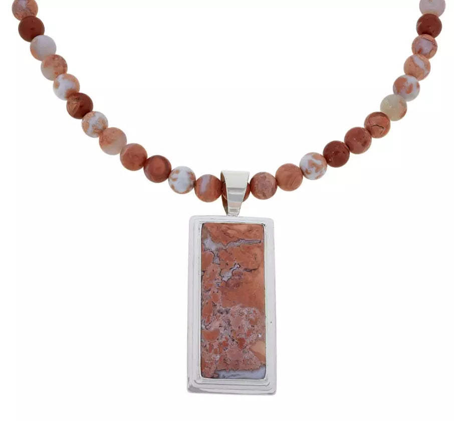 Jay King Brecciated Chalcedony Necklace with Pendant. 18"