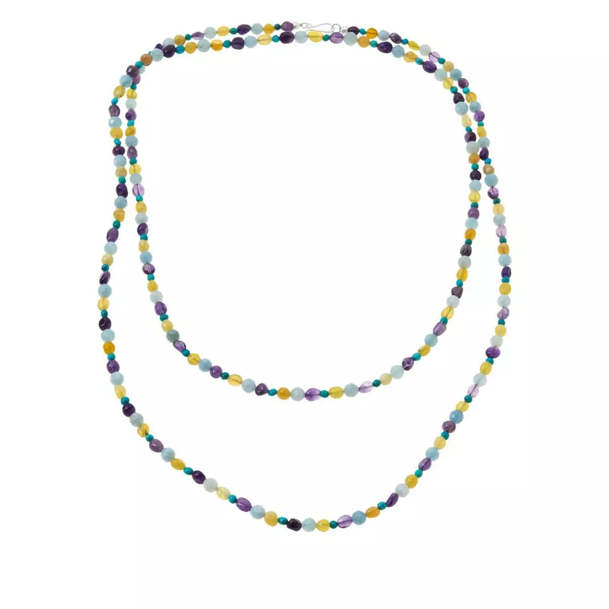 Jay King  Sterling Silver Multi-Color Multi-Gemstone Bead Necklace, 60"