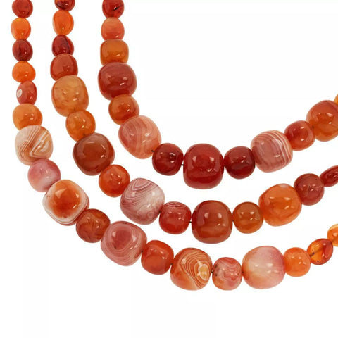 Jay King Sterling Silver Orange and Red Chalcedony Bead 18" Necklace