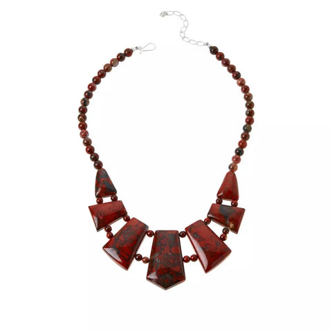 Jay King Sterling Silver Red Jasper Statement Necklace. 18"