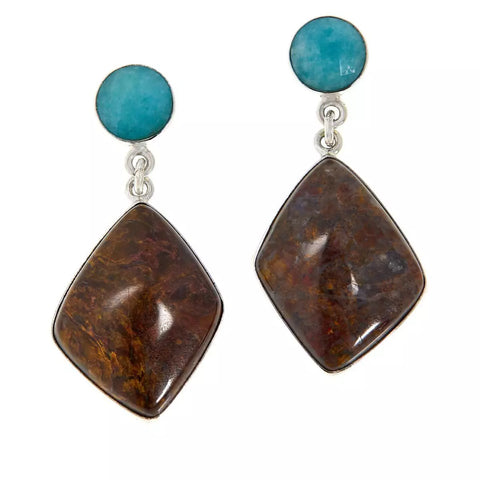 Jay King Sterling Silver Pietersite and Amazonite Earrings