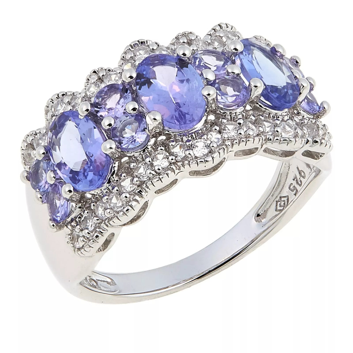 HSN Sterling Silver 2.16ctw Zircon & Tanzanite Ring. Size 6