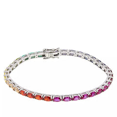 Absolute Simulated Colors of Sapphire Rainbow Line Bracelet 6-1/4"