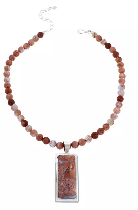 Jay King Brecciated Chalcedony Necklace with Pendant. 18"