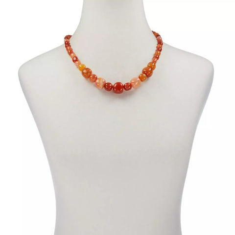 Jay King Sterling Silver Orange and Red Chalcedony Bead 18" Necklace