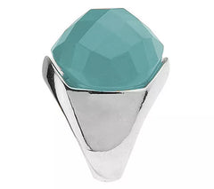 Vt Luxe Silvertone Bold Faceted Turquoise-Colored Stone Dome Ring, Size 10