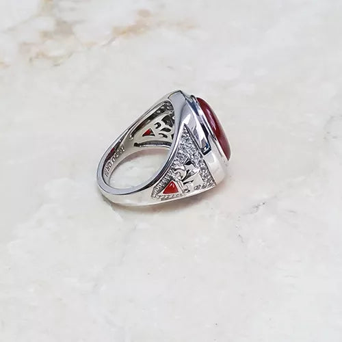 Aldo Orta Sterling Silver Red Agate Icon Ring Size 9 QVC $188