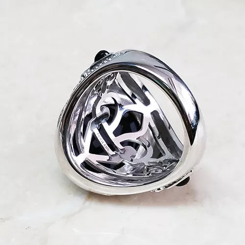 Aldo Orta Sterling Silver Black Onyx Icon Ring Size 9 QVC $188