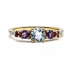 Technibond Sterling Silver Goldclad Multi-Gem Ring - Size 7