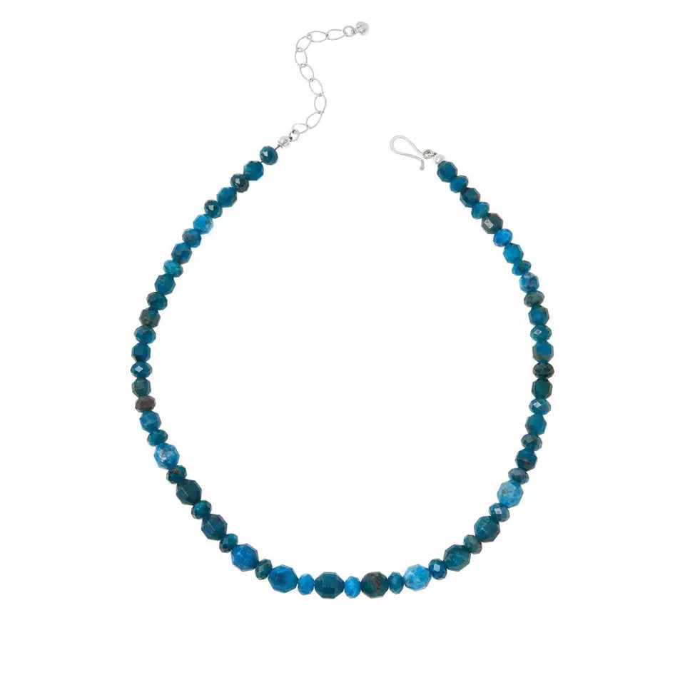 Jay King Sterling Silver Neon Blue Apatite Bead Necklace, 18"