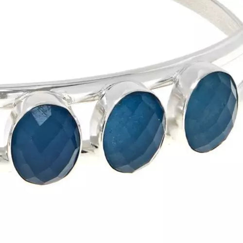 Jay King Sterling Silver Faceted Blue Aquamarine Cuff Bracelet. 6-3/4"