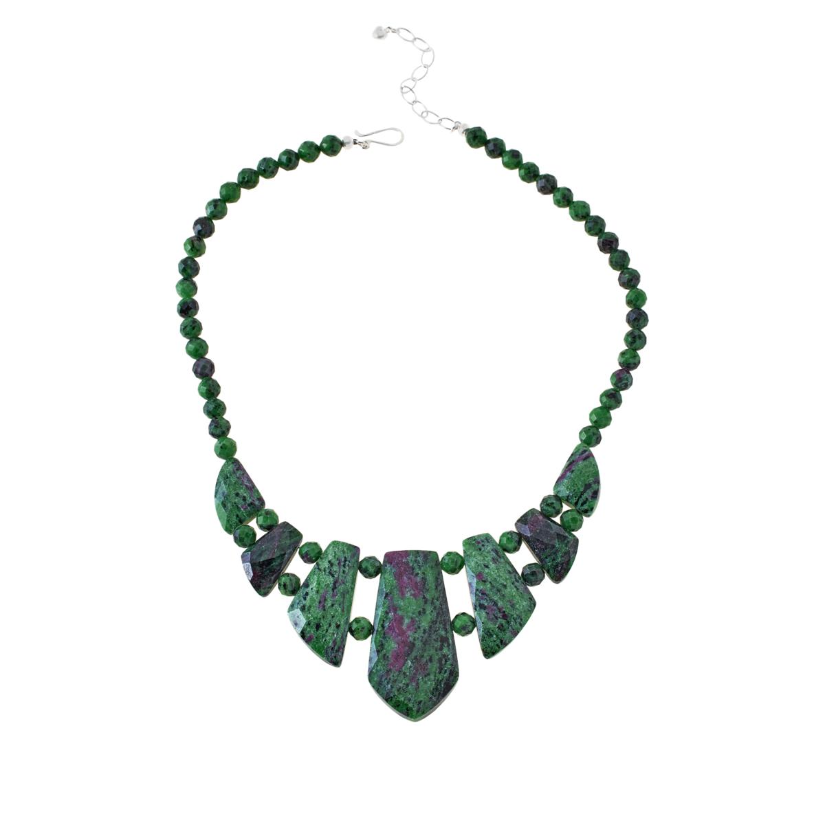 Jay King Green Tanzanian Zoisite Sterling Silver Necklace