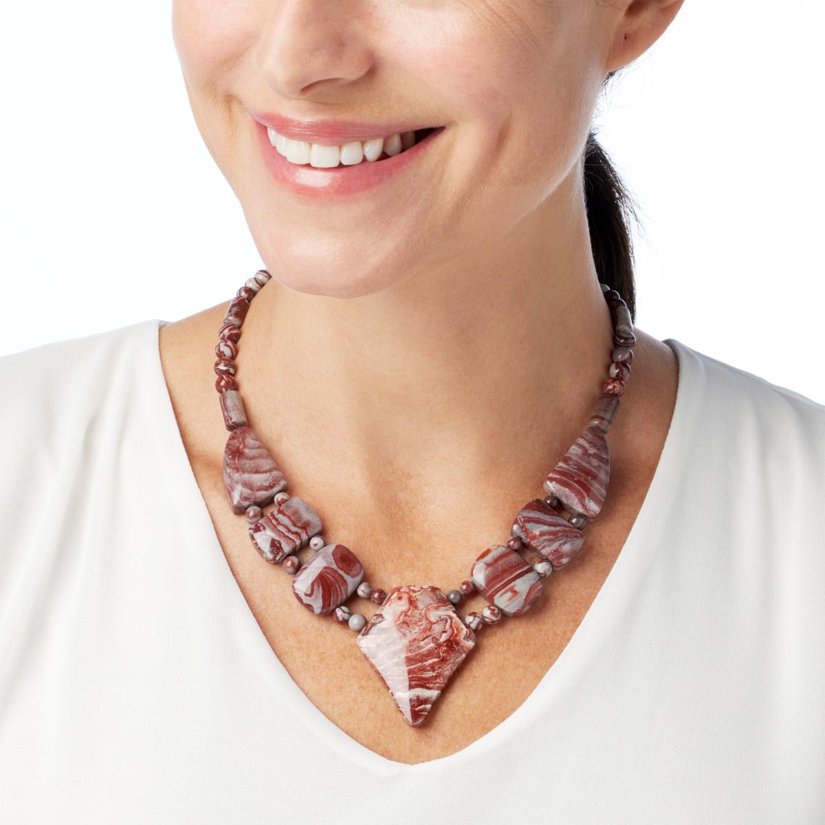 Jay King Sterling Silver Multicolor Crazy Lace Quartzite Necklace